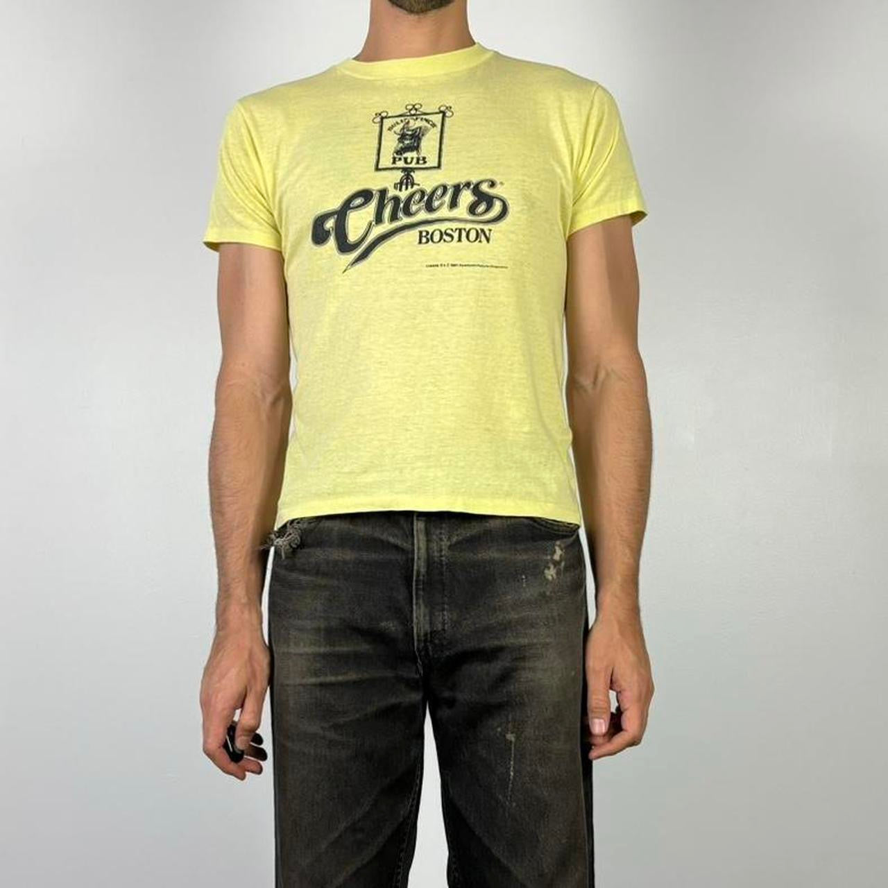 1980S VINTAGE CHEERS YELLOW T-SHIRT M