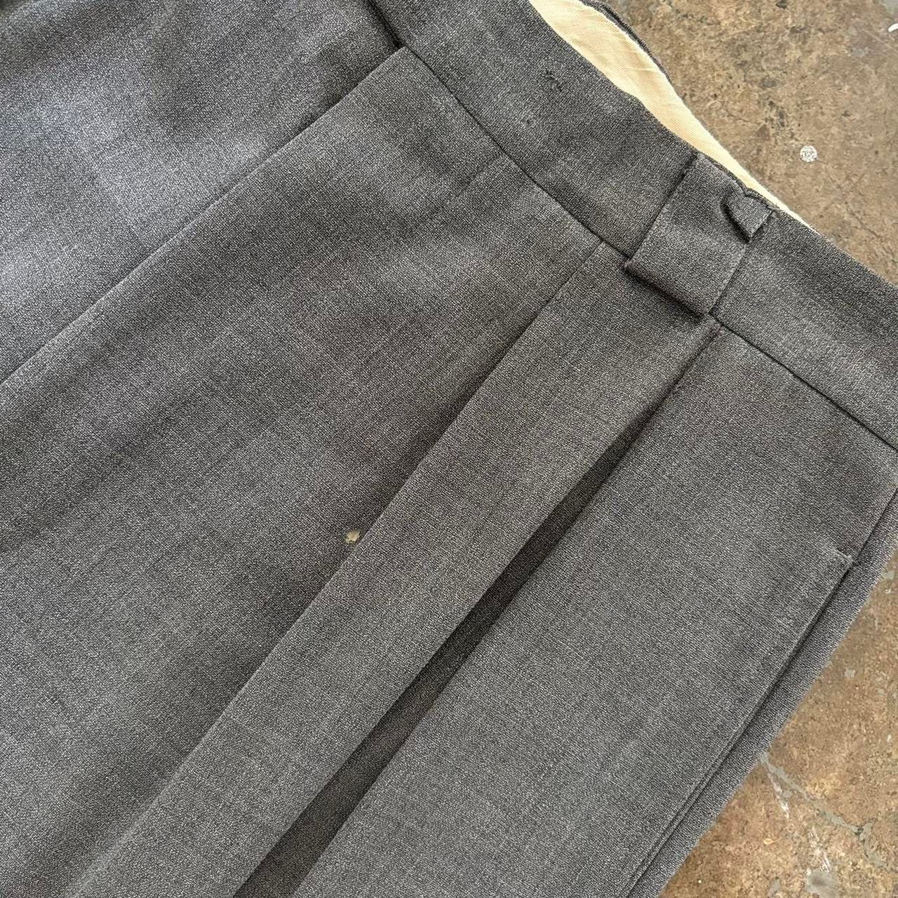 1980S GIORGIO ARMANI GRAY HIGH WAISTED WIDE LEG TROUSERS 34x34