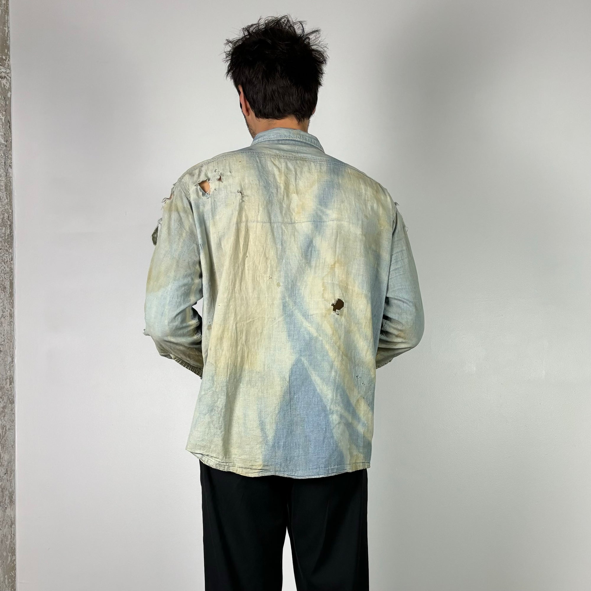 1930S WASHINGTON THRASHED CHAMBRAY LONG SLEEVE SHIRT L