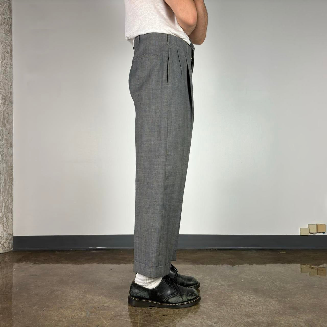 1950S GRAY WOOL PLEATED HIGH WAISTED TROUSERS 33x29