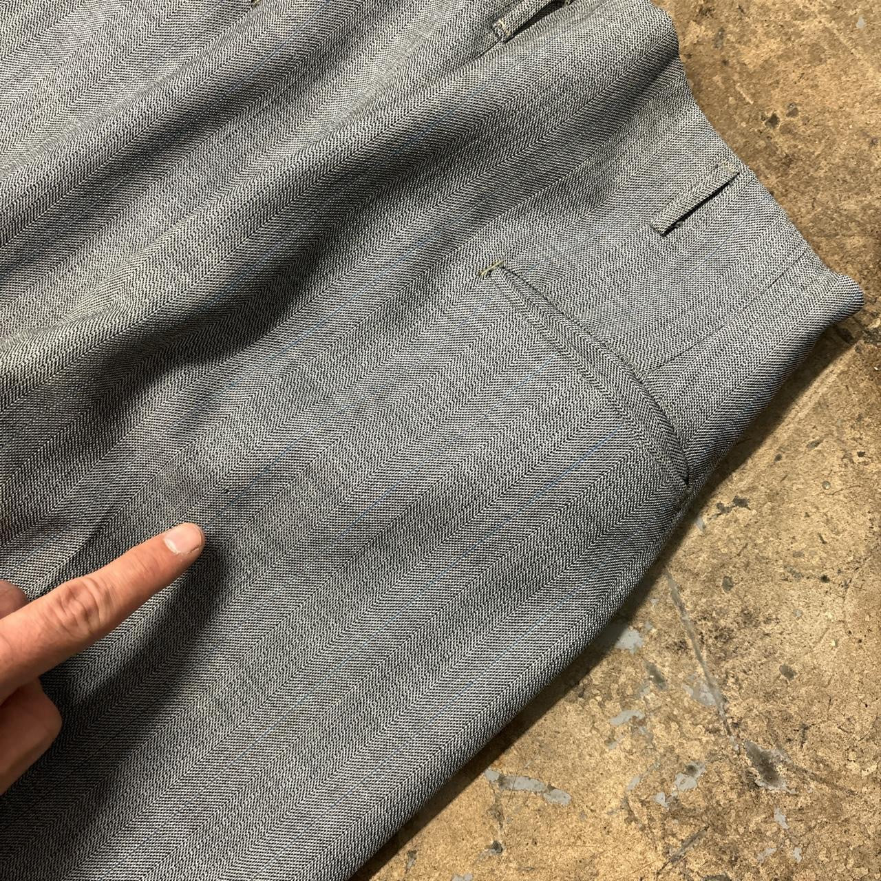 1950S GRAY WOOL PLEATED HIGH WAISTED TROUSERS 33x29